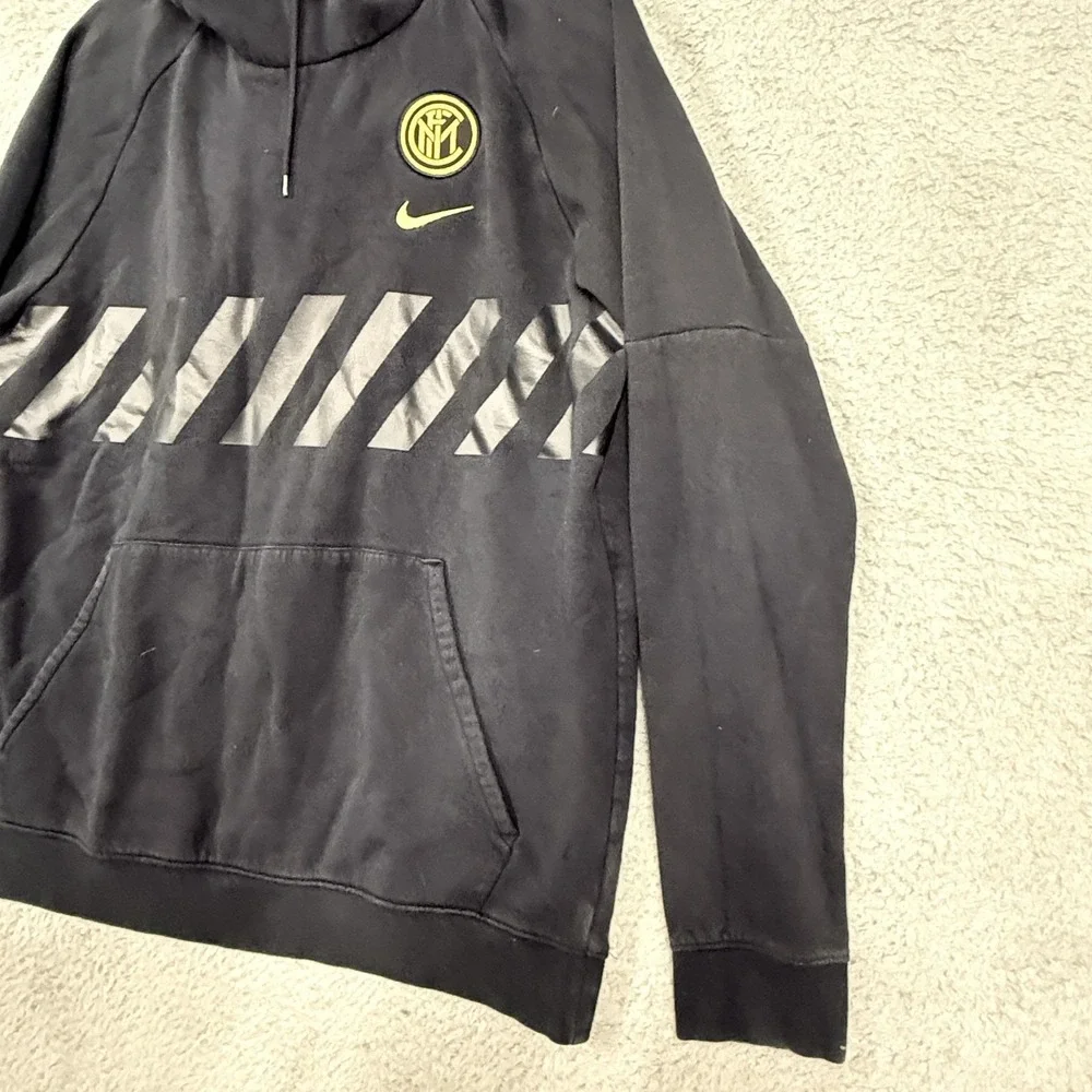 Inter Milan Hoodie Mens Large Black Gold Soccer Pullover Fleece Sweatshirt Nike‎